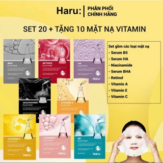 Set 30 mặt nạ Haru Serum B5 5% Retinol 2% , Niacinamide, HA, BHA, Vitamin A, C, E hỗ trỡ dưỡng ẩm và cấp nước