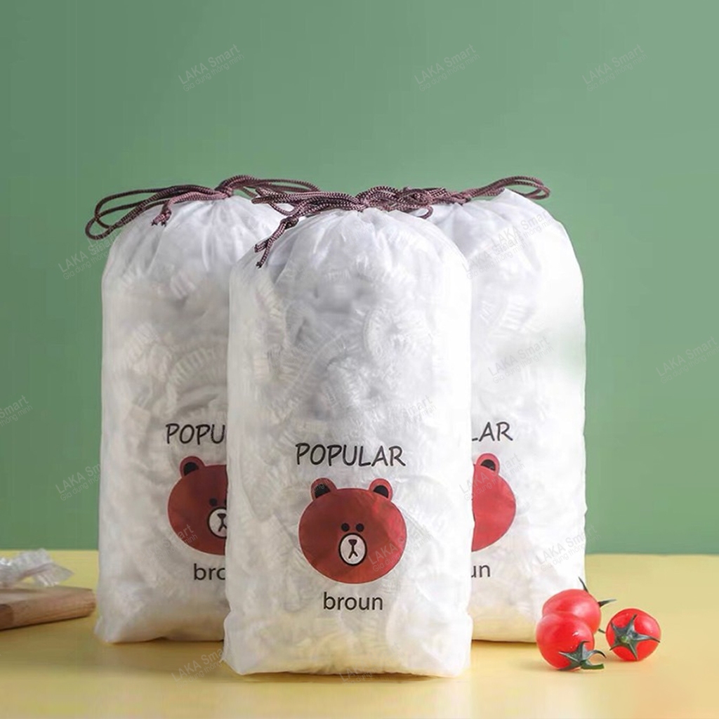 Combo 10 Bịch Màng Bọc Thực Phẩm Chất Liệu PE Có Chun, Túi Gấu Bọc Thực Phẩm Đồ Ăn (1 Bịch 90~95 Chiếc)