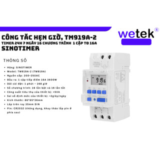 SINOTIMER TM919A, CÔNG TẮC HẸN GIỜ GIÁ RẺ TỐT TIMER 24H 7 NGÀY, PIN THAY ĐƯỢC, TIẾP ĐIỂM RA 16A, 16 LẦN ON/OFF MỖI NGÀY