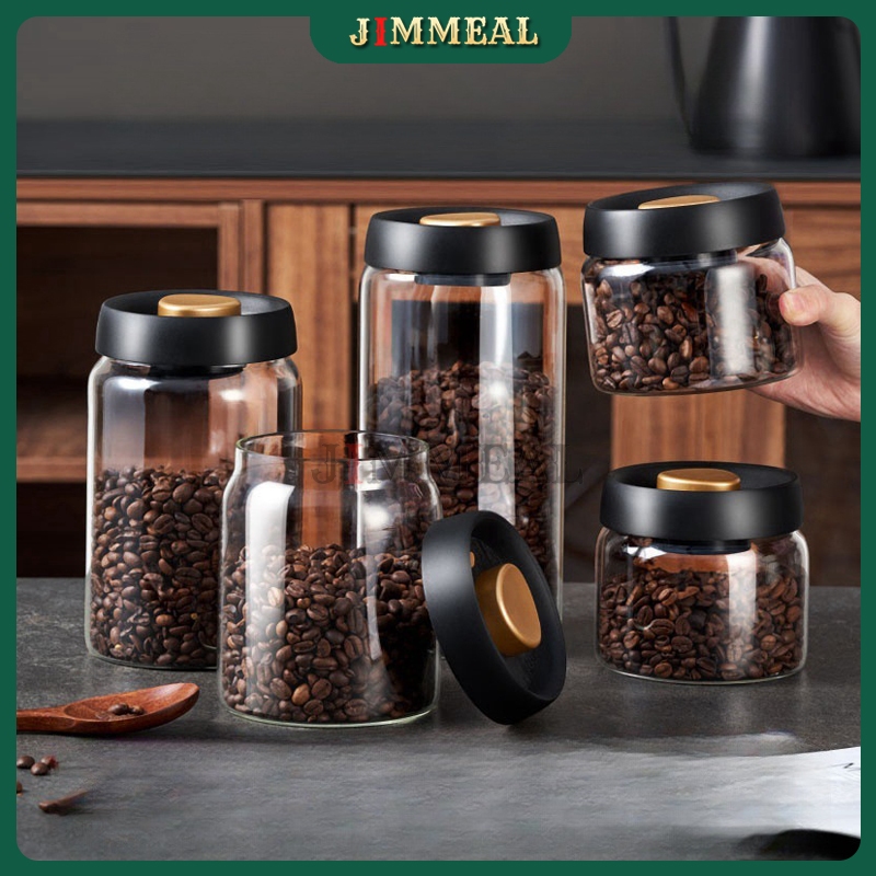 Hộp, Lọ Thủy Tinh Hút Chân Không Đựng Trà Cà Phê, Gia Vị JIMMEAL Borosilicate Chịu Nhiệt Chống Rò Rỉ