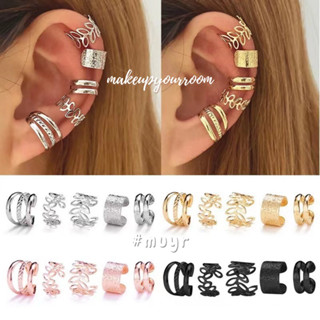 [Sẵn] Set 5 Khuyên Kẹp Vành Tai Mạ Bạc - Khuyên Tai Nữ makeupyourroom - Khuyen Kep