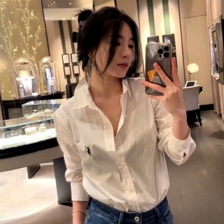 Áo sơ mi cotton lụa hàn nữ dài tay from suông basic công sở size S M L