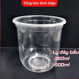Cốc Nhựa Đáy Bầu U QQ 50 Ly - 360ml 500ml Đựng Tàu Hũ Kem Trà Sữa