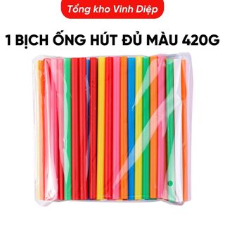  Ống hút trà sữa trân châu nước mía nhiều màu phi 6 dài 18cm đầu nhọn 1 bịch 420gr 