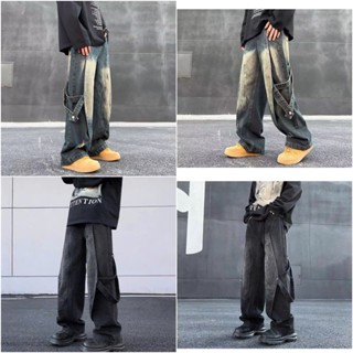 Quần Jean Xanh Bạc Suông Ống Đứng Rách Nhẹ Unisex Nam Nữ