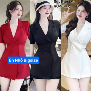 Set Bộ Vest Tay Ngắn Bigsize Kèm Quần Đùi Lụa Chéo Thái Thiết Kế Sang Chảnh Hack Dáng Nữ Cao Cấp Xinh Đẹp Sang 50-95kg