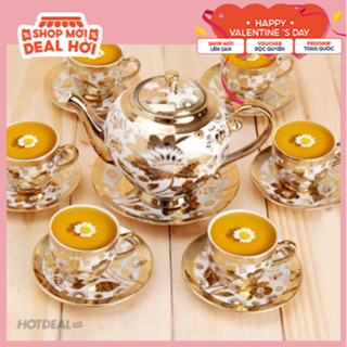 [HỎA TỐC 2H] BỘ TÁCH TRÀ HOA VĂN NHŨ VÀNG HOÀNG GIA - BỘ ẤM CHÉN UỐNG TRÀ 6 LY CAO CẤP[ ĐƯỢC CHỌN MẪU]