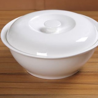  thố sứ trắng đựng cơm có nắp đây 22cm  lọt lòng 18cm  