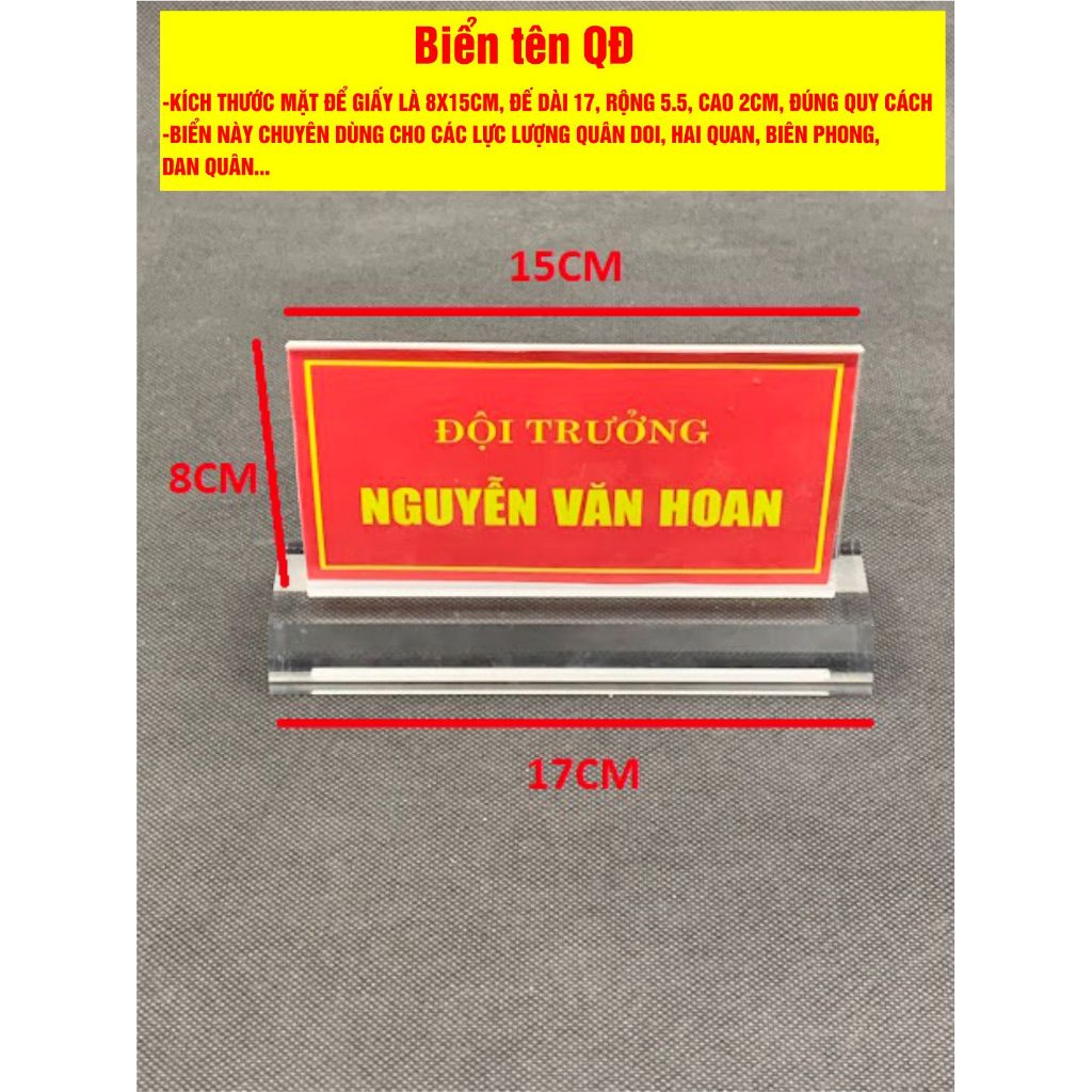 [SỈ+ FREESHIP] Biển chức danh mica QĐ trong suốt kt 8x15cm, kệ chức danh QĐ để bàn kích thước 8x15cm