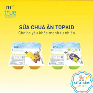 Thùng Sữa Chua Ăn Thanh Trùng TH true YOGURT Công Thức TOPKID Hương : Vanilla Tự Nhiên - Chuối Lúa Mạch 60g(48h x 60g)