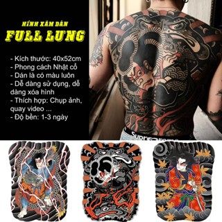 Hình xăm dán full lưng màu samurai nhật cổ, dùng được 1-5 ngày, kích thước 40x51 cm