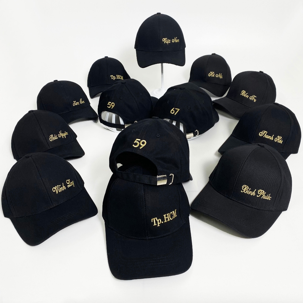 Mũ Lưỡi Trai Thêu Tên Tỉnh Đầy Đủ 63 Tỉnh Thành Chất Kaki Form Unisex Nam Nữ 2024