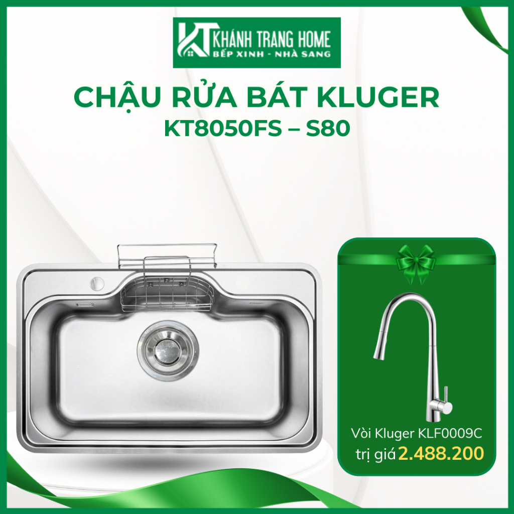 Chậu rửa bát KLUGER KT8050FS – S80 bề mặt dập nổi dễ dàng vệ sinh - Khánh Trang Home
