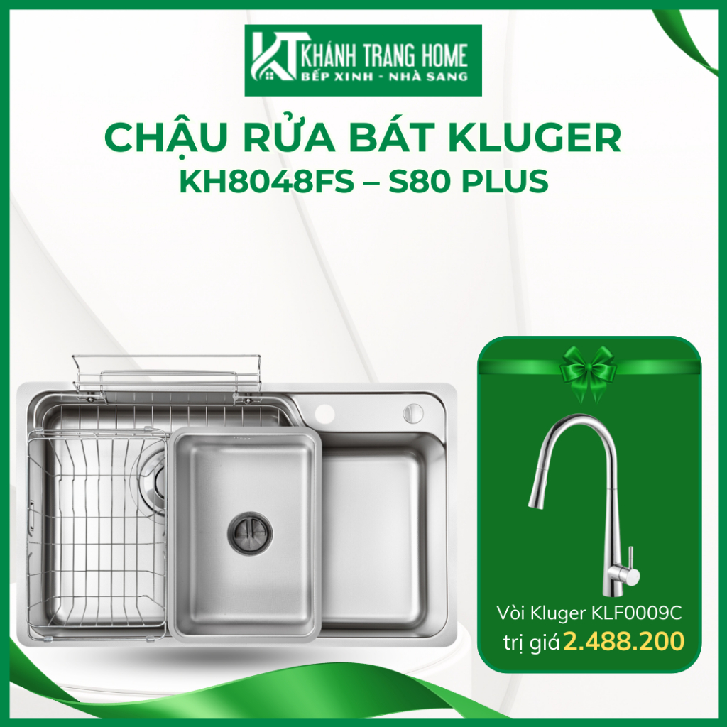 Chậu rửa bát KLUGER KH8048FS – S80 Plus chất liệu kháng xước dễ dàng vệ sinh - Khánh Trang Home