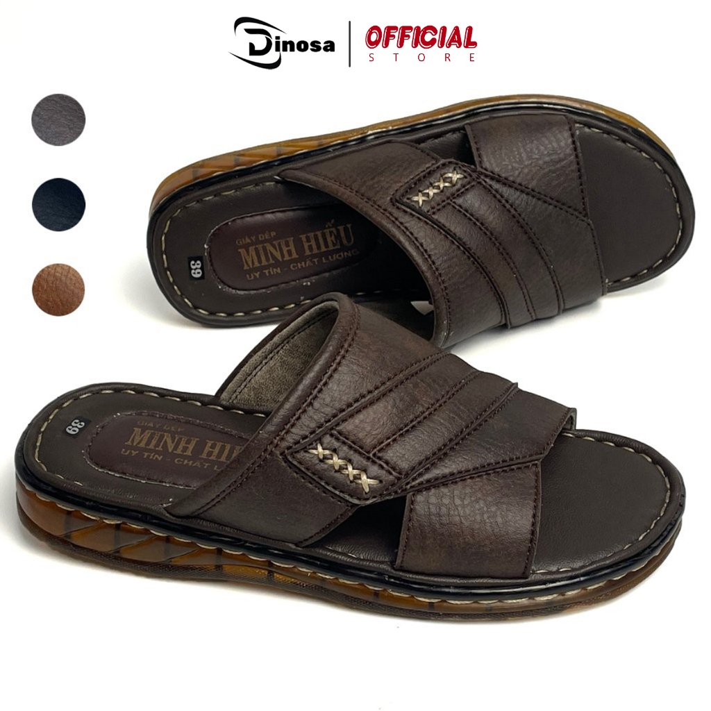 Dép Da Nam DINOSA_D1036,Dép Quai Bản Cao Cấp,Dép Da Trung Niên Khâu Chỉ 2 Lớp Chắc Chắn Bảo Hảnh 6 Tháng