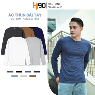Combo 2 Áo Phông Nam Dài Tay Thun Cotton H90 Áo Thu Đông Cổ Tròn Thấm Hút Co Giãn, Giữ Nhiệt ADT01