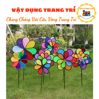[50cm] Chong chóng vải 8 cánh cầu vồng 50cm - chong chóng 2 tầng giá rẻ trang trí xe trà sữa - xe cafe, khu vui chơi