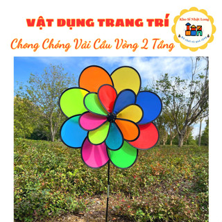 Chong chóng Trang trí xe trà sữa , xe cà phê - chong chong 2 tầng 30/50cm - chong chóng cầu vồng 8 cánh
