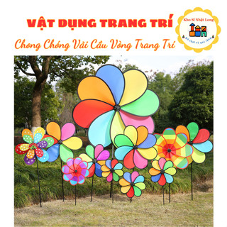 Chong chóng Trang trí xe trà sữa , xe cà phê - chong chong 2 tầng - chong chóng cầu vồng 8 cánh