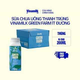 [CHỈ GIAO HCM+HN] Thùng 16 chai sữa chua uống thanh trùng Vinamilk Green Farm Ít đường - chai 200ml