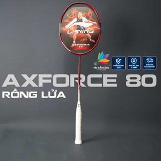 Vợt Cầu Lông Lining Axforce 80 Rồng Lửa Full Carbon - Dây Trợ Lực, Quấn Cán, Móc Khóa, Bọc Đầu Vợt
