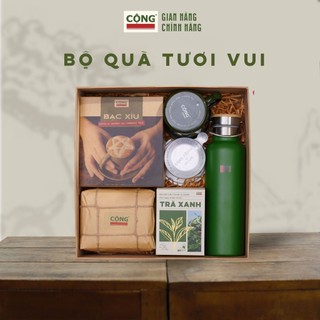 Set quà tặng 2026 Cộng Cà Phê kèm túi đựng - Bộ quà Tươi Vui
