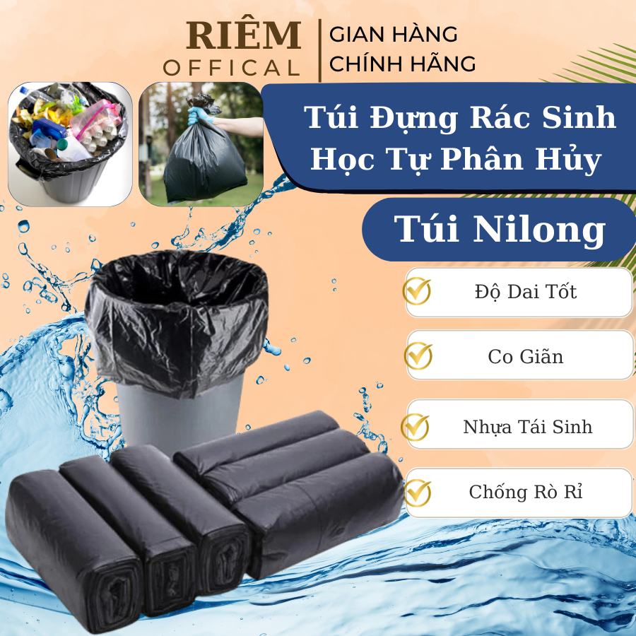 Túi Đựng Rác Sinh Học Tự Phân Hủy Túi Nilong Đựng Rác Có Độ Dai Tốt Chắc Chắn Chống Rò RỈ RIEM