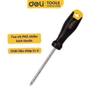  Tua Vít 4 cạnh Deli Đa Năng Tiện Lợi - Tua vít PH2 - Chất Liệu Thép CR-V Siêu Bền Chống Mòn Gỉ 