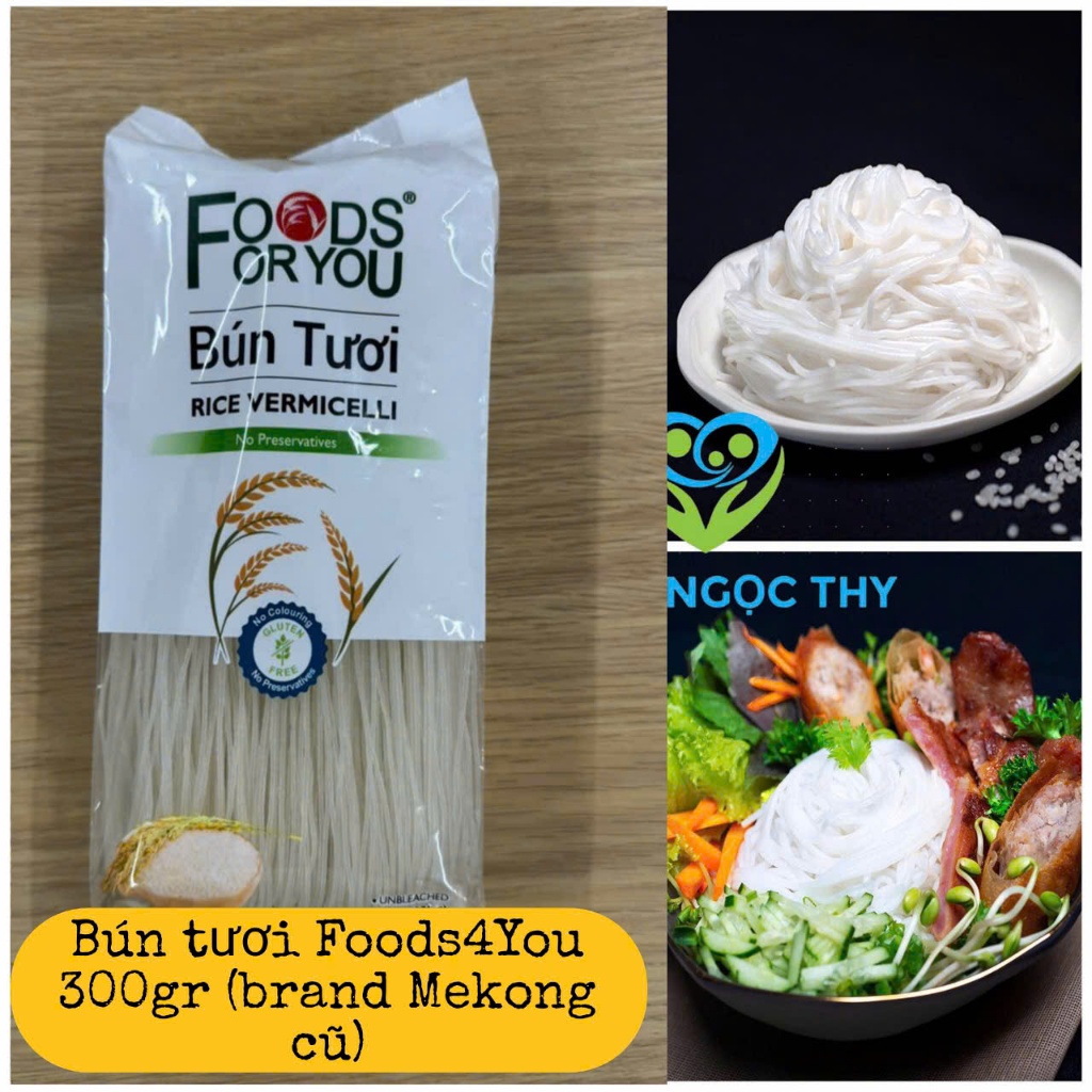 Bún tươi gạo trắng dai ngon Foods for You 300gr/gói brand Mekong cũ (tầm 1kg bún tươi)