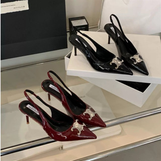  Giày cao gót da bóng tag X khoá ciline gót nhọn 7p cao gót khoá X GYY fullbox  form 1,5 chân thon gầy lùi size  