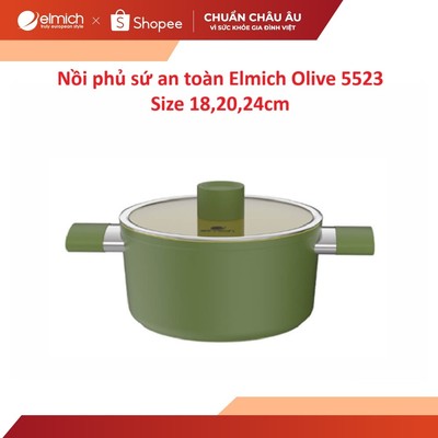 Nồi phủ sứ an toàn Elmich Olive 5523 Size 18,20,24cm