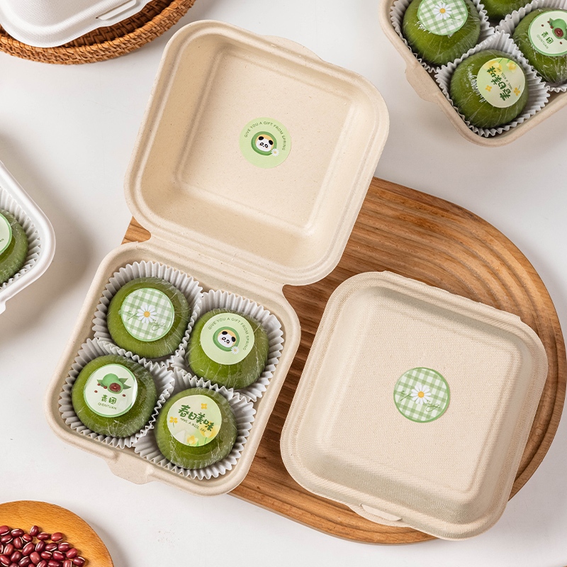 50 Hộp Bã Mía Trắng Đựng Bento Cake, Bánh Kem, Bánh Mousse