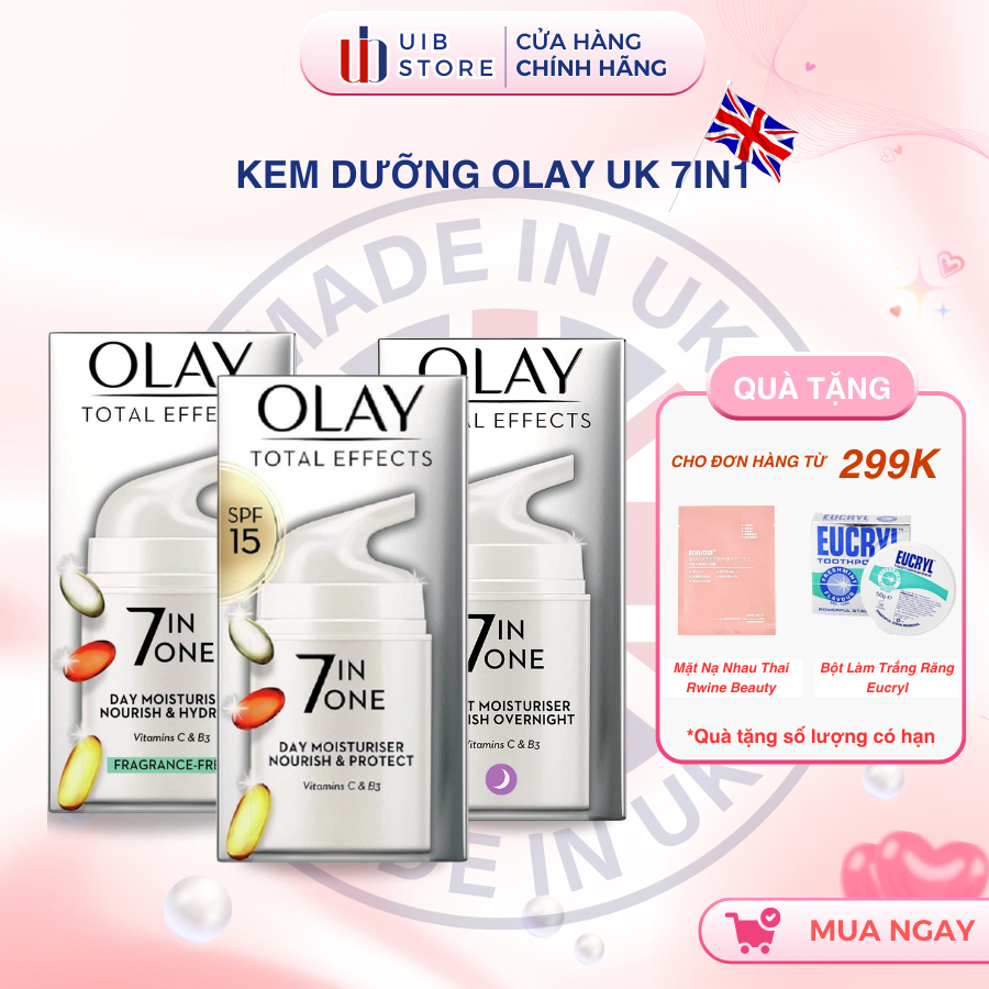 Kem dưỡng Olay Total Effects 7in1, Kem dưỡng da Olay Ngày và Olay Đêm  dưỡng da ,chống lão hóa, Kem 