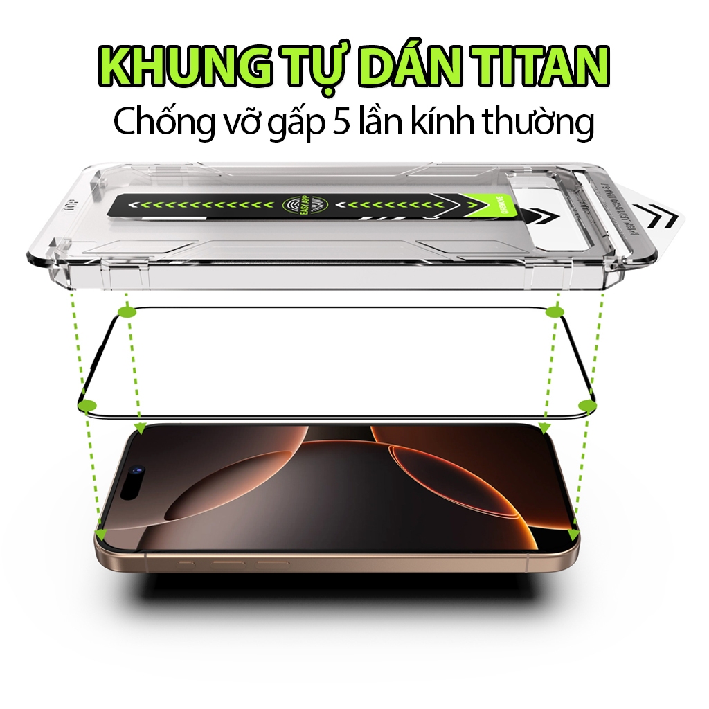 Kính cường lực iphone TITAN khung tự dán chống vỡ chống nhìn trộm cho iphone  X XR XS 11 12 13 14 15