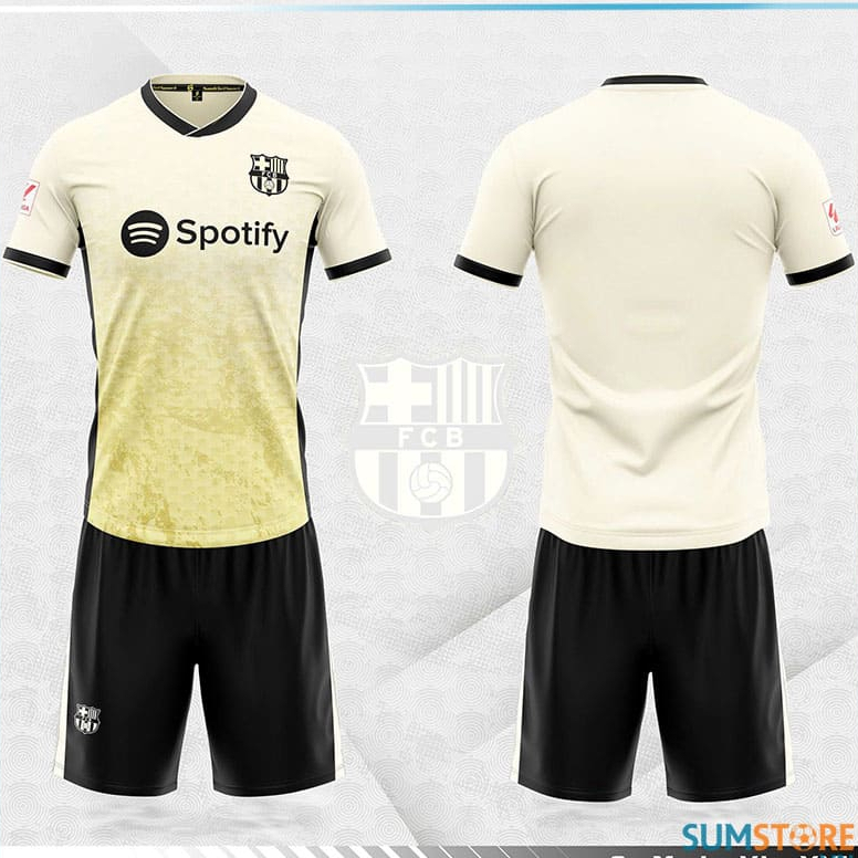 Đồ Đá Banh Độc Lạ Cực Chất - CLB Barca Màu Kem Siêu Đẹp