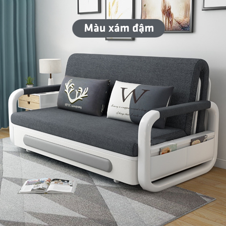 Sofa giường gấp gọn đa năng bọc vải lanh mịn thoáng khí ,Giường sofa thông minh có ngăn chứa đồ cao 