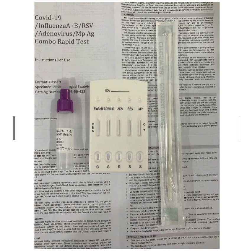 Test nhanh bệnh hô hấp 6 trong 1(COVID19, Cúm A, Cúm B,RSV,ADV,MP)chính xác, kết quả nhanh