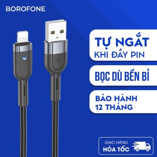  Dây sạc IP Hoco U117 12W có đèn tự ngắt khi đầy pin bọc dù bền bỉ dài 1 mét 