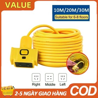 cuộn dây điện 30M có ổ cắm, tiện lợi và đa năng, an toàn và bền bỉ, dài 5M/10M/20M/30M, 220V