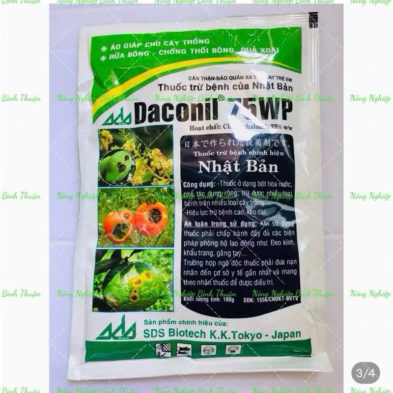 Daconil 75WP Nhật Bản 100g - Trị đốm lá, thán thư, chống đổ ngã cây con