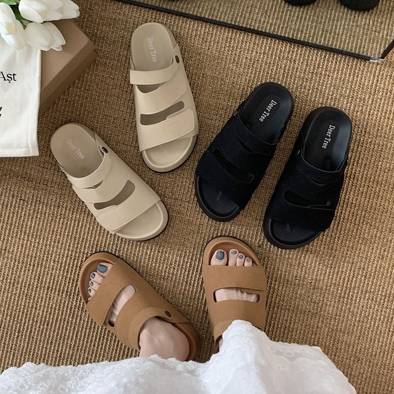 DÉP SANDAL DA LỘN ĐẾ 5CM 2 quai dán êm mềm dễ đi HM72