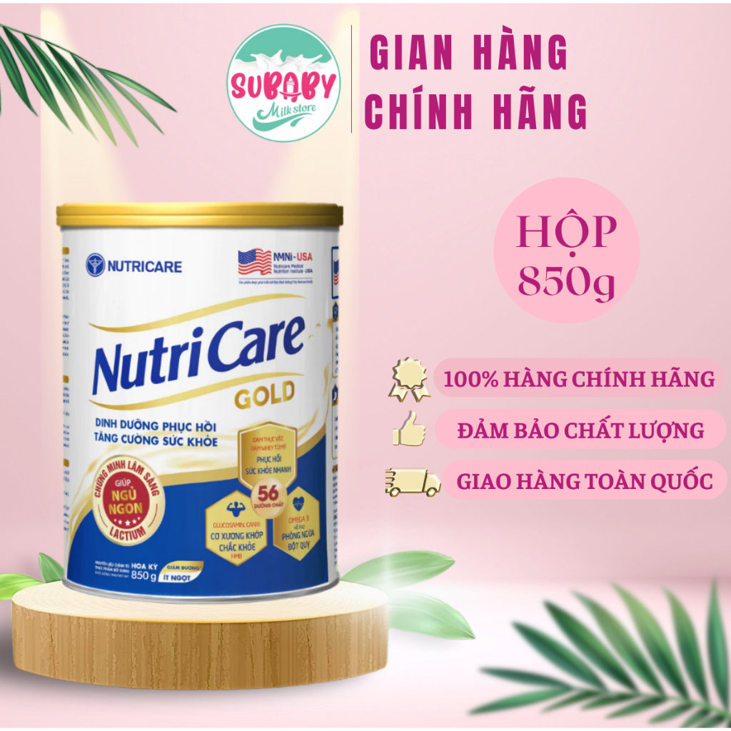 Sữa Bột Nutricare GOLD Giúp Ngủ Ngon Tiêu Hoá Khoẻ Tăng Cường Chức Năng Cơ Xương Khớp 850G/Lon