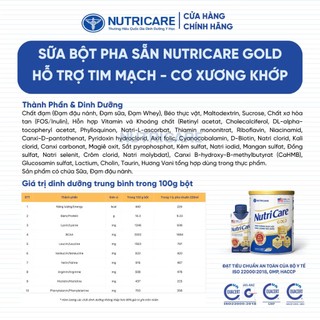 Sữa Bột Nutricare GOLD Giúp Ngủ Ngon Tiêu Hoá Khoẻ Tăng Cường Chức Năng Cơ Xương Khớp 850G/Lon