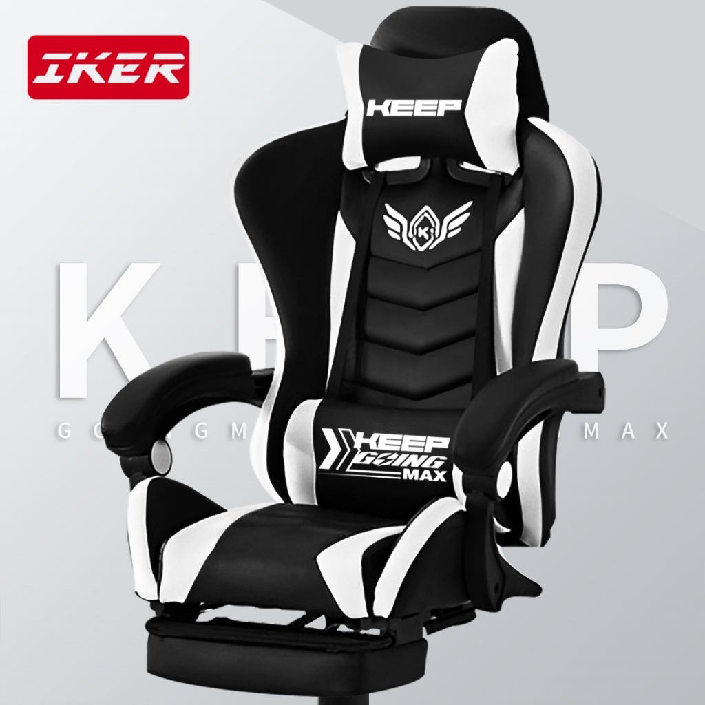 Ghế gaming có thể điều chỉnh độ cao, ghế xoay thiết kế công thái học có kèm gối tựa đầu