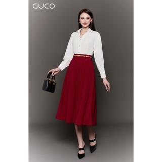  GUCO - Chân Váy Xòe Đi Tiệc Công Sở Thanh Lịch Hiện Đại và Cuốn Hút - Đỏ Đen CV226 