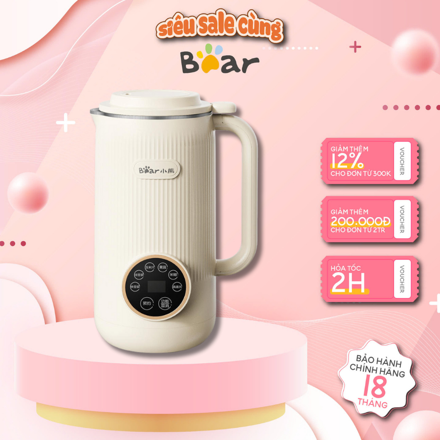 Máy làm sữa hạt mini 0.6L Bear DJJ D06X3 (SB-SH06C), 600W, Nấu sữa đậu nành, xay sinh tố, ngũ cốc