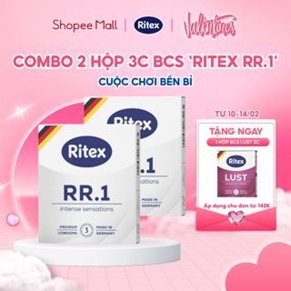 Combo 02 Hộp Bao Cao Su Siêu Bền Cho Cuộc Yêu Thăng Hoa RITEX RR.1 Nhiều Gel Bôi Trơn Hộp 3 BCS RITEX