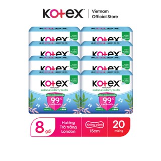[KOL LIVE] Lốc 8 băng vệ sinh Kotex Hàng ngày Kháng Khuẩn Tự Nhiên 15cm 20x48