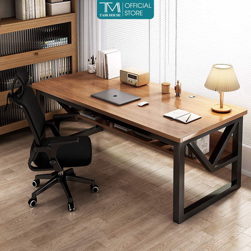 Bàn làm việc hộp 40x40 khung sắt chữ K mặt gỗ MDF cao cấp - GM68