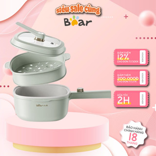 Nồi lẩu điện đa năng 3L Bear DRG-E30N2, Kèm Lồng Hấp, 1000W,Tráng men chống dính,có tay cầm,BH 18 Th